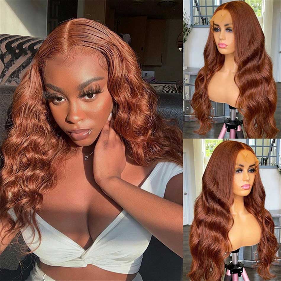 Tuneful Glueless #30 Brown Colored 13x6 5x5 6x5 Glueless Lace Frontal Closure Human Hair Wigs Body Wave Wigs 180% Density