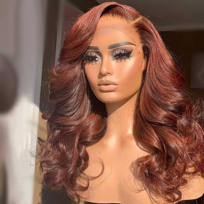 Tuneful Glueless #30 Brown Colored 13x6 5x5 6x5 Glueless Lace Frontal Closure Human Hair Wigs Body Wave Wigs 180% Density