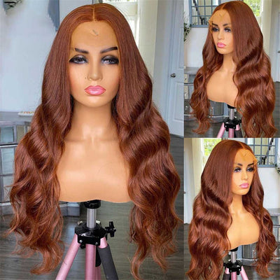 Tuneful Glueless #30 Brown Colored 13x6 5x5 4x6 Glueless Lace Frontal Closure Human Hair Wigs Body Wave Wigs 180% Density