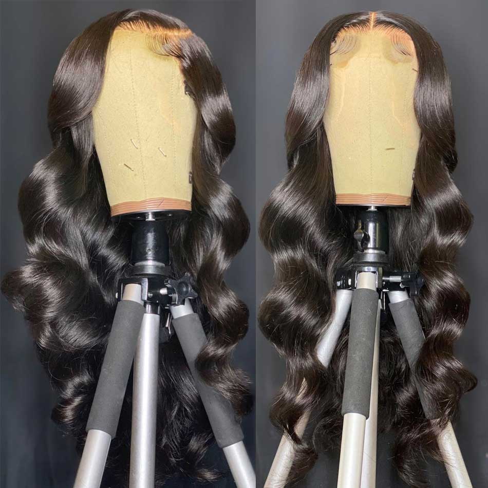 Tuneful 4x4 5x5 Lace Closure Remy Human Hair Wigs Raw Indian Body Wave 180% Density