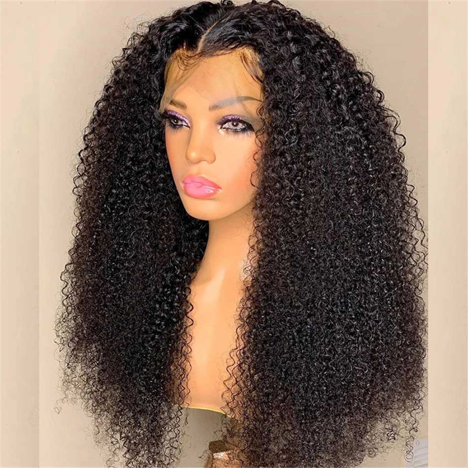 Tuneful Kinky Curly 13x4 13x6 Transparent Lace Front Human Hair Wigs Skin Melt Frontal Wigs 180% Density
