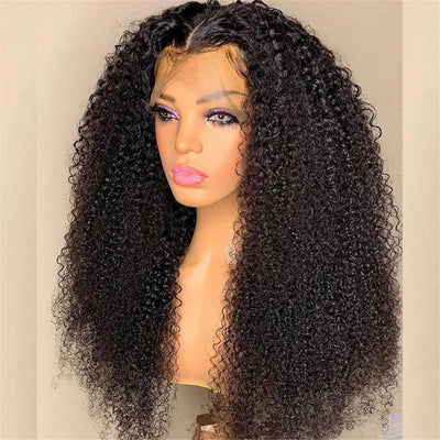 Tuneful Mongolian Kinky Curly 13x4 13x6 Transparent Lace Front Human Hair Wigs Skin Melt Frontal Wigs 180% Density