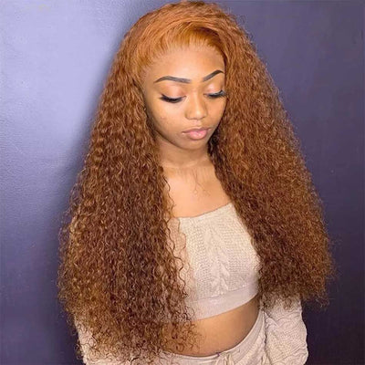 Tuneful Glueless Ginger Colored Curly Human Hair Wigs 13x6 5x5 4x6 Lace Front Closure 180% Density Wigs