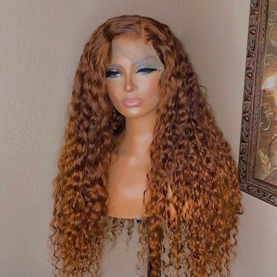 Tuneful Ginger Colored Curly Human Hair Wigs 13x4 5x5 HD Lace Front Closure Wigs