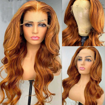 Tuneful Glueless Ginger Orange Color 13x6 5x5 4x6 Lace Front Closure Human Hair Wigs Body Wave Wigs 180% Density  Ashley Bedeck Recommend