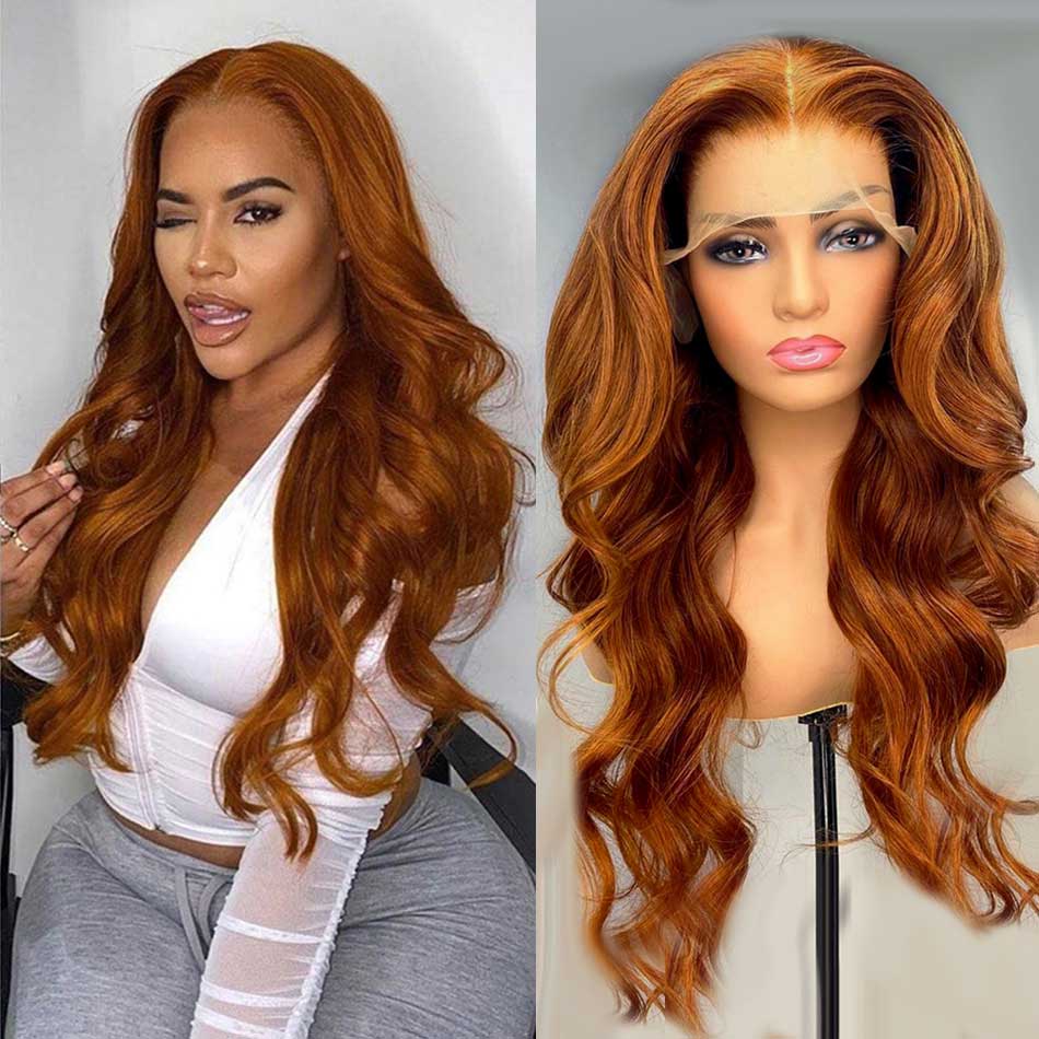 Tuneful Glueless Ginger Orange Color 13x6 5x5 4x6 Lace Front Closure Human Hair Wigs Body Wave Wigs 180% Density  Ashley Bedeck Recommend