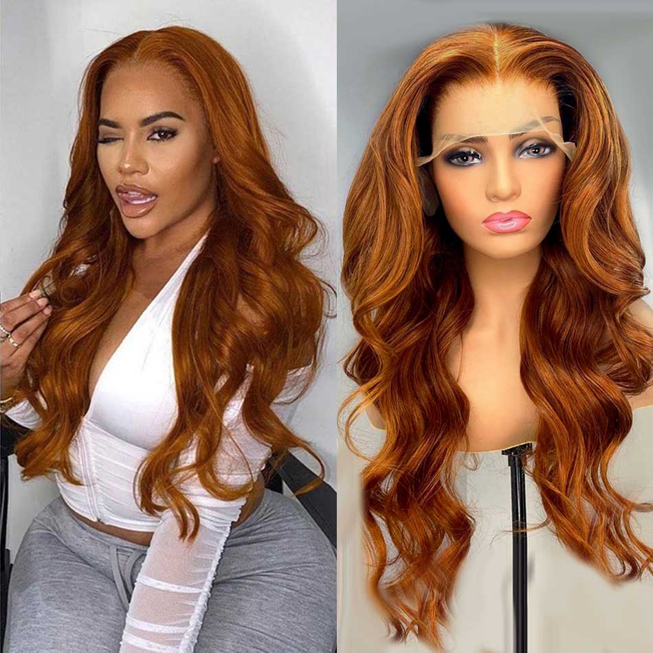 Tuneful Glueless Ginger Orange Color 13x6 5x5 6x5 Lace Front Closure Human Hair Wigs Body Wave Wigs 180% Density  Ashley Bedeck Recommend