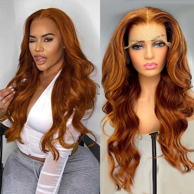 Tuneful Glueless Ginger Orange Color 13x6 5x5 4x6 Lace Front Closure Human Hair Wigs Body Wave Wigs 180% Density  Ashley Bedeck Recommend