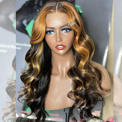Hairstylist Works 5x5 HD Glueless Highlight Colored Lace Closure Human Hair Wigs Body Wave