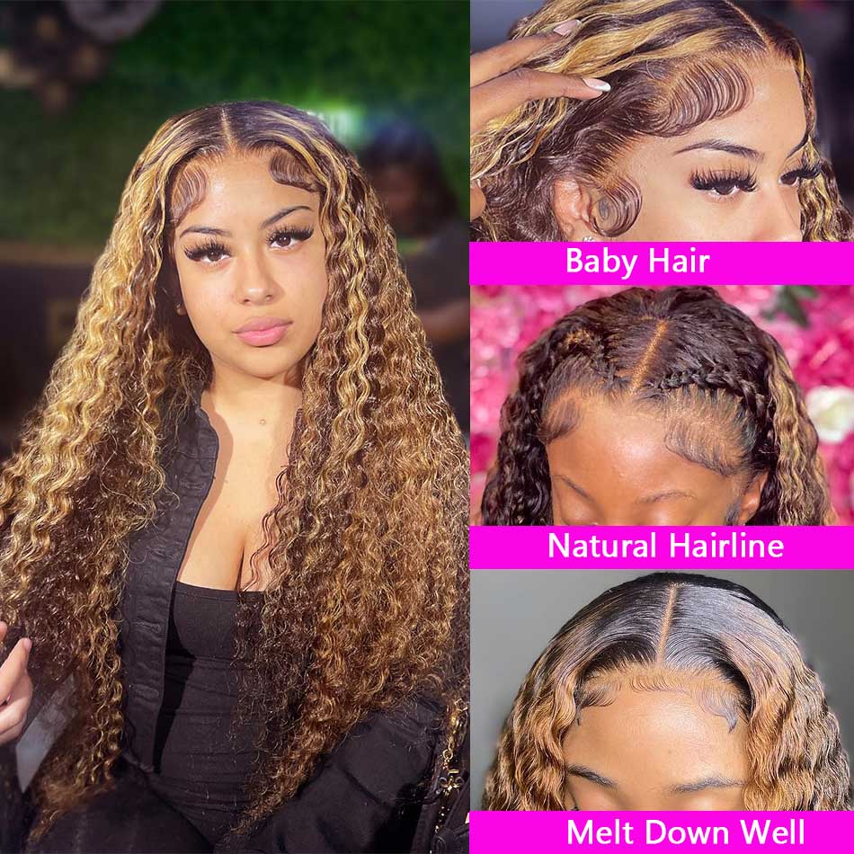 Tuneful 13x6 HD Transparent Highlight Curly Frontal Wigs