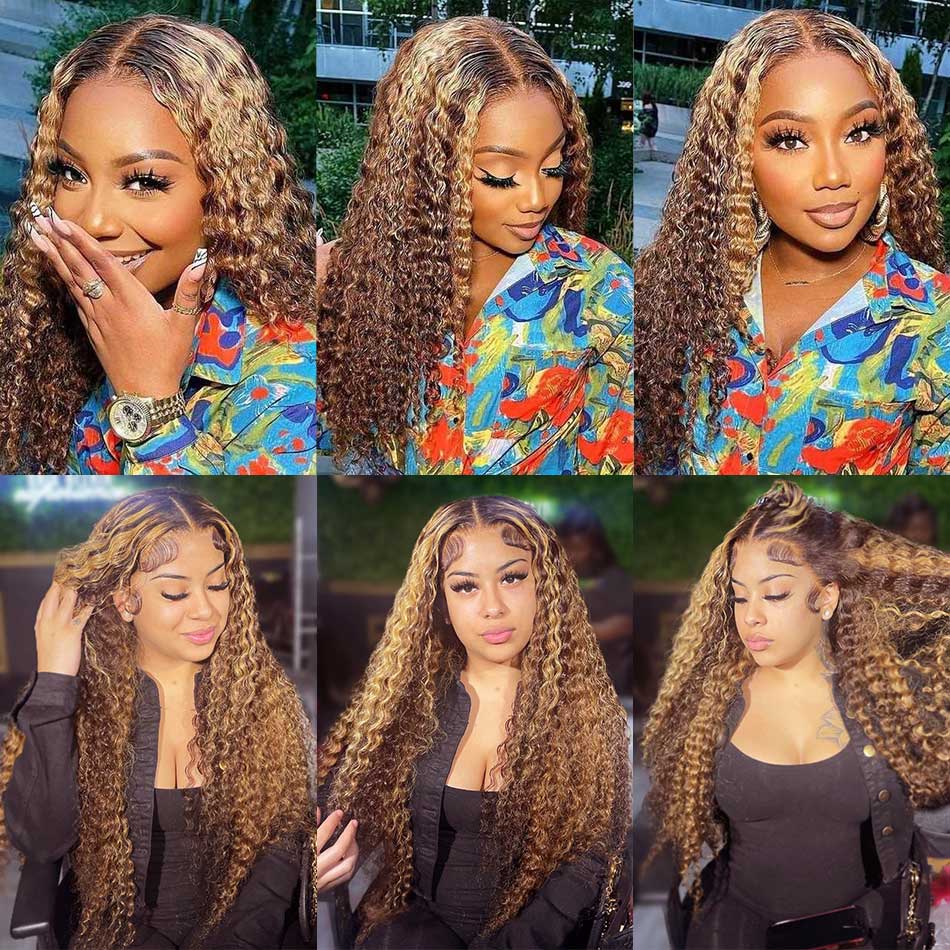 Tuneful 13x6 HD Transparent Highlight Curly Frontal Wigs