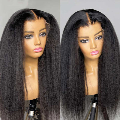 Tuneful Kinky Straight  13x6 Transparent Lace Front Human Hair Wigs Yaki Straight 5x5 closure wigs