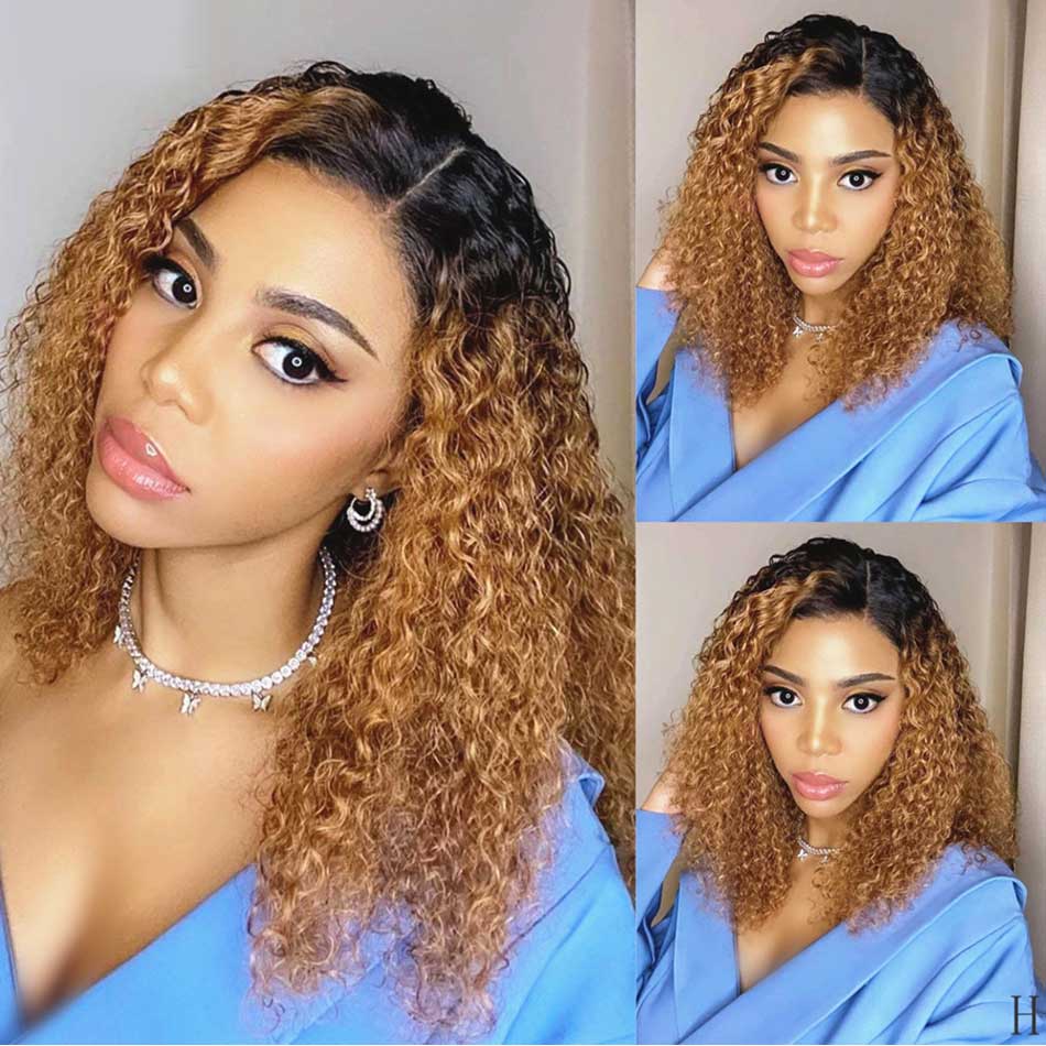 Tuneful Glueless Ombre Blonde Colored Curly 13x6 5x5 4x6 Lace Front Closure Human Hair 180% Density Wigs