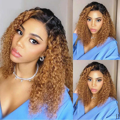 Tuneful Glueless Ombre Blonde Colored Curly 13x6 5x5 6x5 Lace Front Closure Human Hair 180% Density Wigs