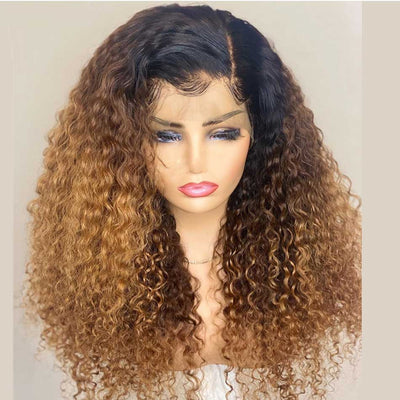 Tuneful Glueless Ombre Blonde Colored Curly 13x6 5x5 6x5 Lace Front Closure Human Hair 180% Density Wigs