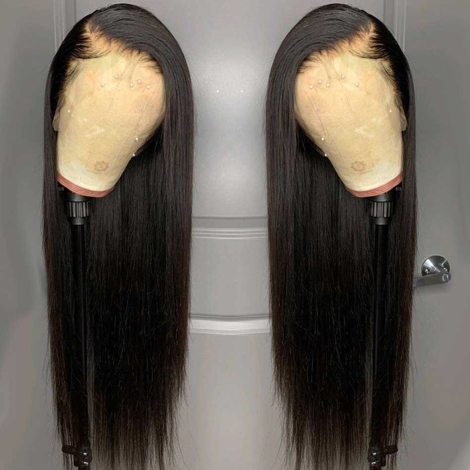 Tuneful 13x6 Transparent Lace Front Human Hair Wigs Raw Indian Straight 5x5 closure wigs