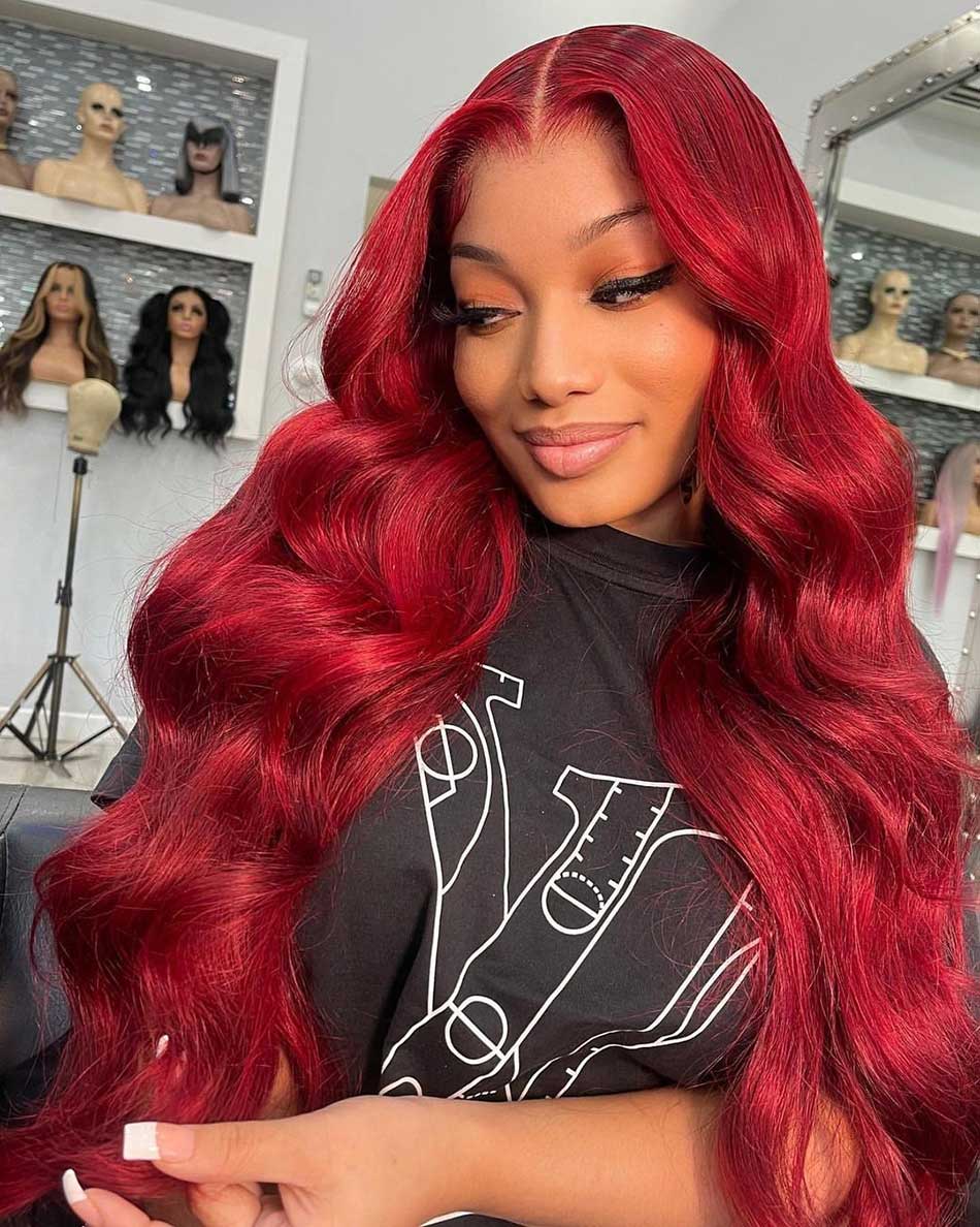 Red colored wigs sales