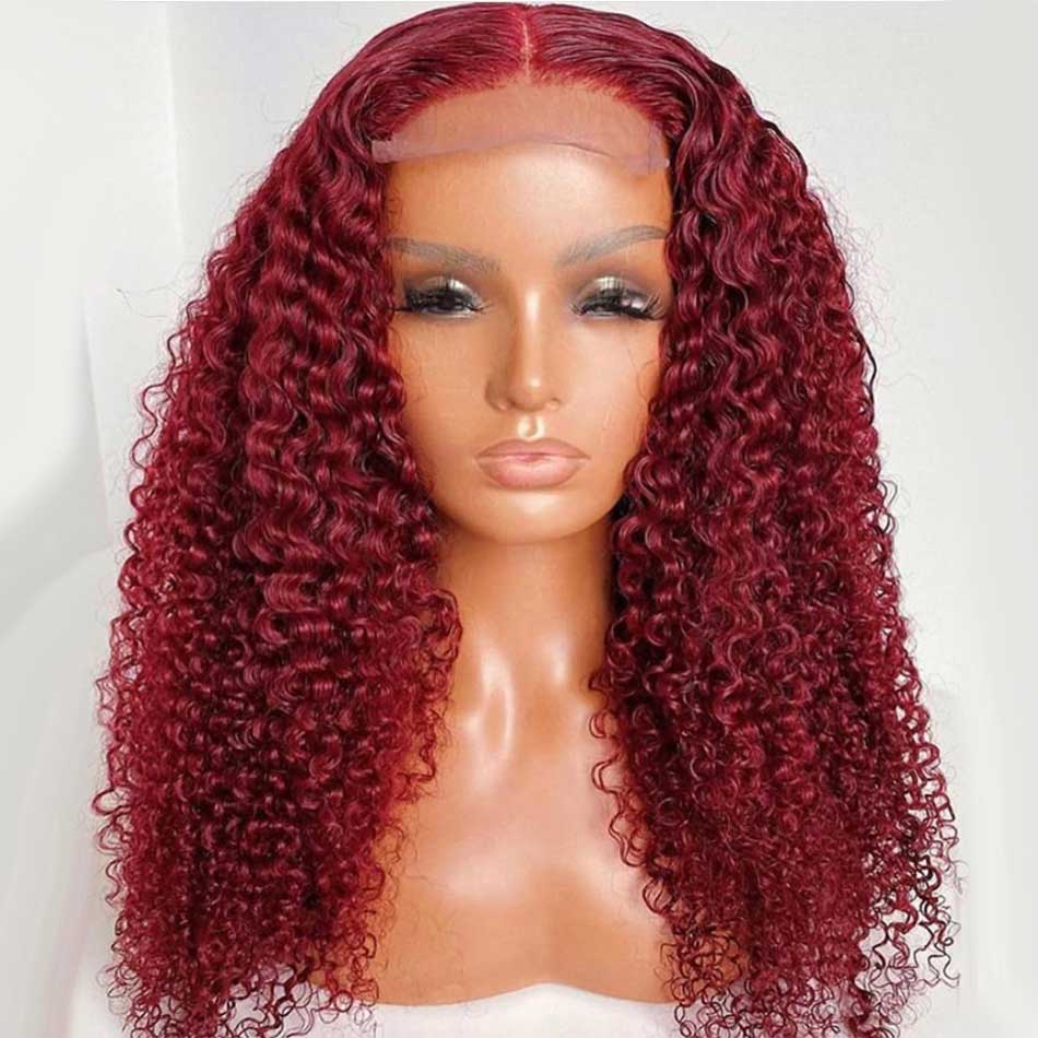 Hairstylist Works 5x5 Glueless Lace Closure Wig Kinky Curly Red Colored Human Hair Wigs