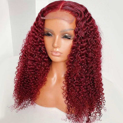 Hairstylist Works 5x5 Glueless HD Lace Closure Wig Kinky Curly Red Colored Human Hair Wigs