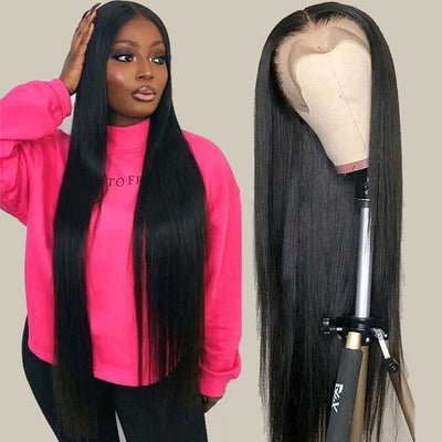 Tuneful 13x6 Transparent Lace Front Human Hair Wigs Raw Indian Straight 5x5 closure wigs