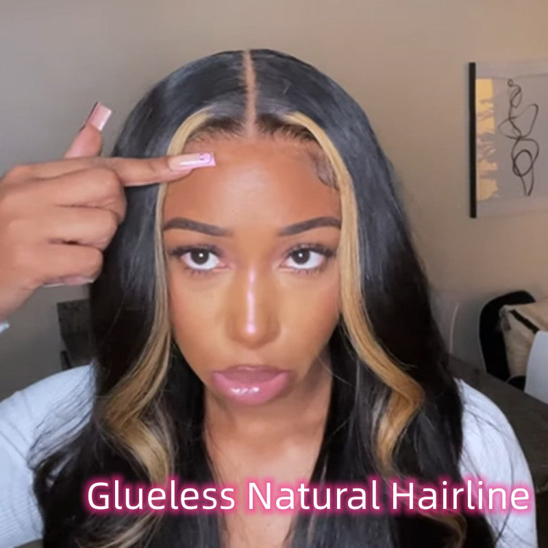 Tuneful Glueless Skunk Stripe Body Wave Wigs 13x6 5x5 6x5 Lace Human Hair 180% Denisty