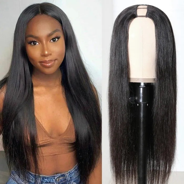 Tuneful Silk Straight Straight U Part Wig Virgin Remy Human Hair Soft Wigs 150% Density Human Hair Wig