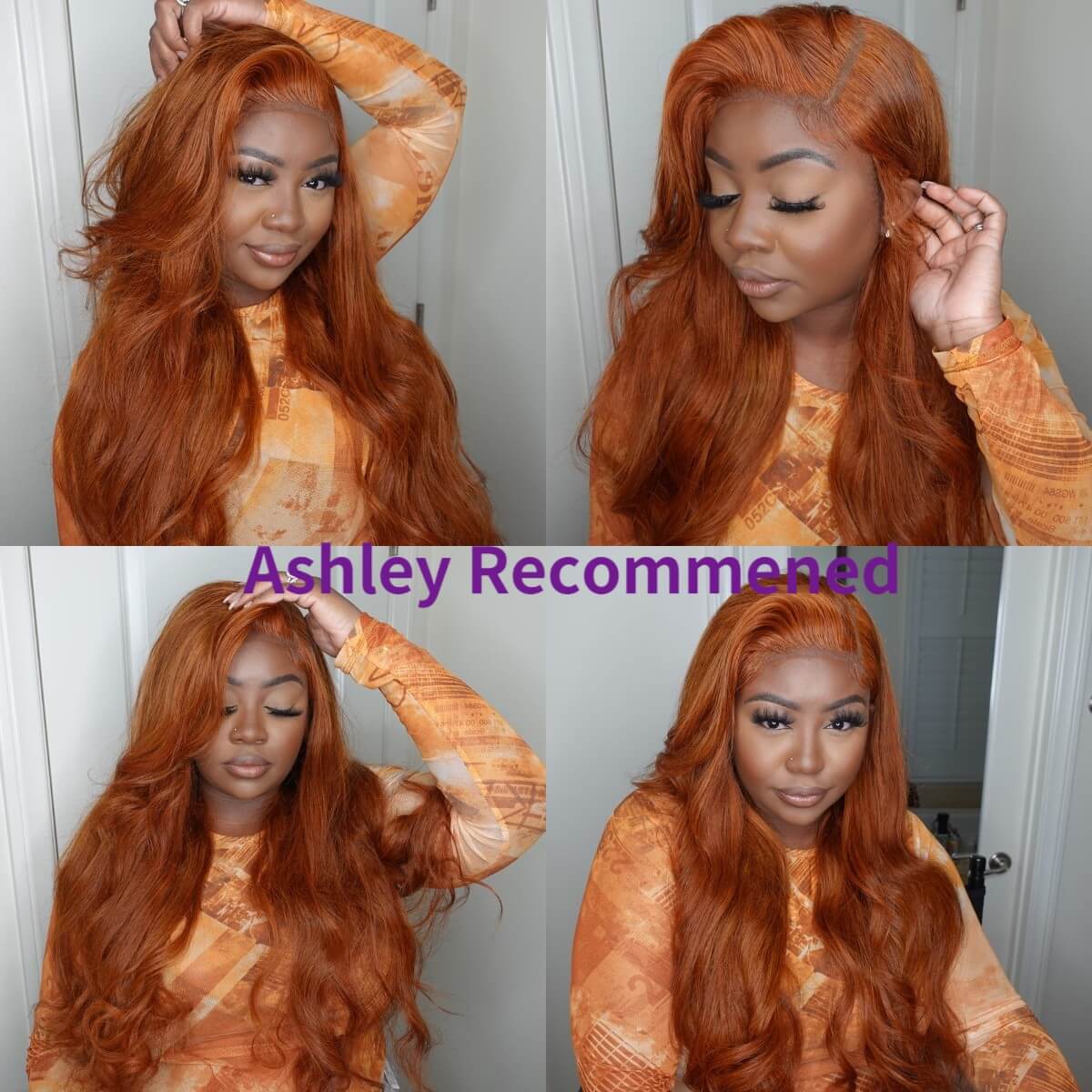 Tuneful Glueless Ginger Orange Color 13x6 5x5 4x6 Lace Front Closure Human Hair Wigs Body Wave Wigs 180% Density  Ashley Bedeck Recommend