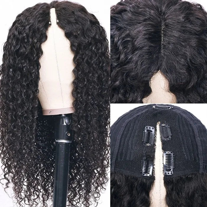Tuneful Vpart Jerry Curly Wigs No Leave Out Natural Scalp Protective Style Upgraded U Part Wigs