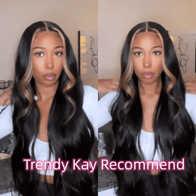 Tuneful Glueless Skunk Stripe Body Wave Wigs 13x6 5x5 6x5 Lace Human Hair 180% Denisty