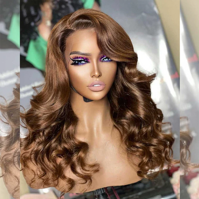 Hairstylist Works Luxurious 13x6 Lace Front Human Hair Wigs Honey Brown Colored Wigs Chest Length