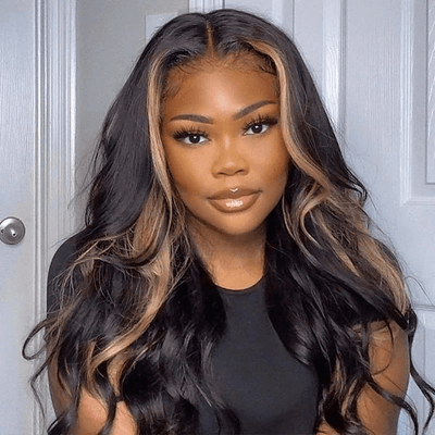 Tuneful Glueless Skunk Stripe Body Wave Wigs 13x6 5x5 6x5 Lace Human Hair 180% Denisty