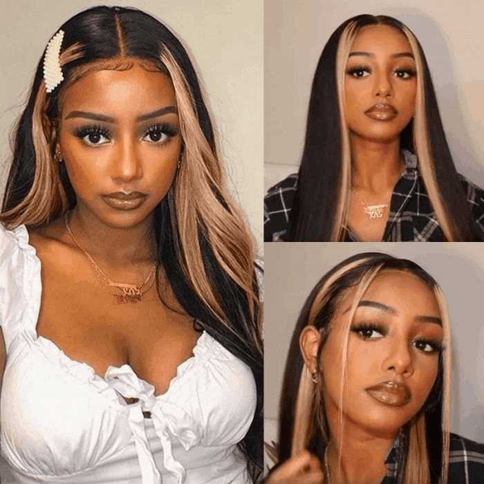 Tuneful Glueless Skunk Stripe Body Wave Wigs 13x6 5x5 6x5 Lace Human Hair 180% Denisty